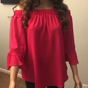 NWT Macy's BCX Off the Shoulder Peek-a-boo Sleeve Blouse